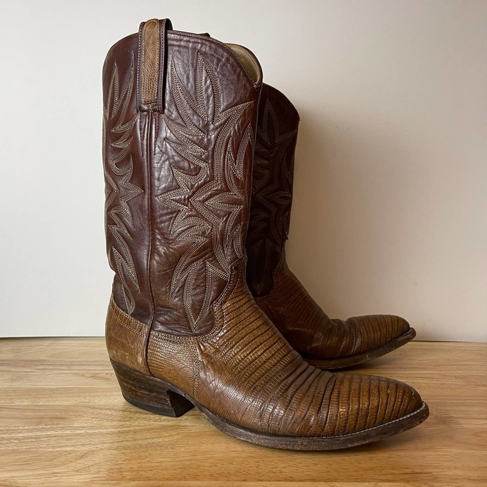 DAN POST | Lizard Pattern Leather Cowboy Western Boots Size 10.5B
